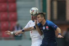 fotbal, Liga národů 2018/2019, Slovensko - Česko, Peter Pekarík (vpravo) a Jaromír Zmrhal