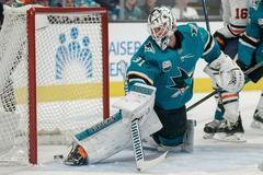 Martin Jones, brankář San Jose Sharks na podzim 2018