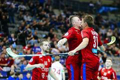 MS ve florbale 2018: Česko - Dánsko, čtvrtfinále: Adam Delong a Josef Rýpar