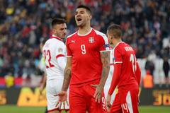 fotbal, Liga národů 2018, Srbsko - Černá Hora, Aleksandar Mitrovič po neproměněné penaltě