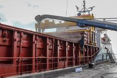 Fotografie od pobřeží Azovského moře, Ukrajina, město Berďansk.