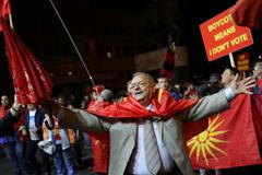 Protesty proti referendu o změně názvu Makedonie.