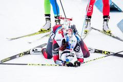 Veronika Vítková ve smíšené štafetě na Světovém poháru biatlonistů v Pokljuce.