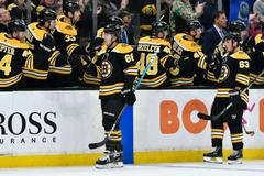 hokej, NHL 2018/2019, Boston - Dallas, David Pastrňák slaví gól