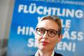 Alice Weidelová na pondělní tiskové konferenci Alternativy pro Německo (AfD). Weidelová byla společně s Alexanderem Gaulandem volebním lídrem AfD.