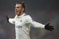 Gareth Bale  slaví v zápase LM Plzeň - Real Madrid