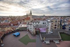 Obchodní dům Kotva, Praha + panorama Prahy z jeho střechy