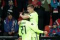 Dani Olmo slaví gól v zápase EL Plzeň - Dinamo Záhřeb