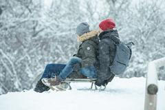 sáňky, sáňkování, zima počasí sníh