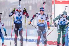 SP v biatlonu 2018/19, Oberhof, štafeta mužů: Tomáš Krupčík (vlevo) a Jakub Štvrtecký