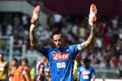 fotbal, italská liga 2018/2019, FC Turín - SSC Neapol, Marek Hamšík slaví výhru Neapole
