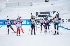 biatlon, MS 2019 v Östersundu, smíšená štafeta, Veronika Vítková předává Markétě Davidové