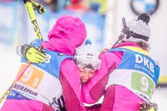 SP v biatlonu 2018/19, Oberhof, štafeta žen: Radost Evy Puskarčíkové v cíli