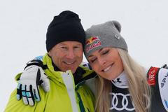 Ingemar Stenmark a Lindsey Vonnová po sjezdu na MS 2019 v Aare