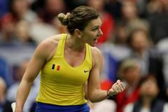 Fed Cup 2019: Simona Halepová v zápase s Karolínou Plíškovou