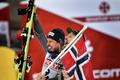Aksel Lund Svindal a Kjetil Jansrud po sjezdu na MS 2019 v Aare