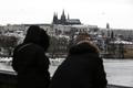 Ilustrační foto, zima, Praha, Pražský Hrad, stín, silueta, turistika