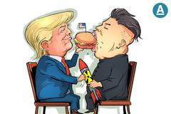 Trump a Kim summit kresba