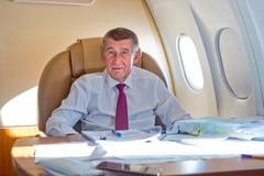 Andrej Babiš v letadle do USA