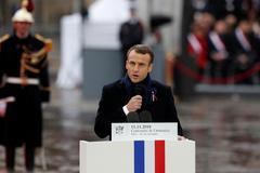 Emmanuel Macron na ceremonii ke 100. výročí konce první světové války.