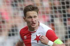 HL, Slavia-Olomouc: Milan Škoda slaví gól na 1:1