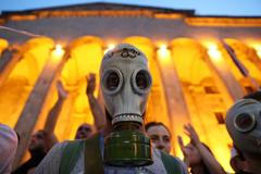 Protiruské protesty v Tbilisi.