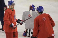 Trénink českého týmu před semifinále MS v hokeji 2019