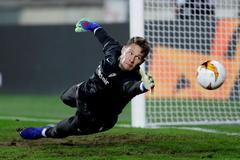fotbal, Evropská liga 2018/2019, Slavia - FC Sevilla, brankář Tomáš Vaclík