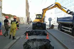 Brno Cejl prasklé vodovodní potrubí