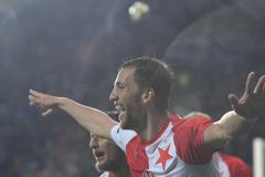 Tomáš Souček se raduje z branky v síti Jablonce (nadstavba 2019)