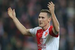 Jan Bořil slaví gól na 1:0 v zápase 26. kolo ligy Slavia - Liberec.