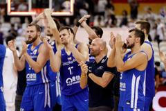 basketbal, MS 2019, Česko - Polsko, radost českých basketbalistů