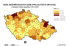 Nezaměstnanost, okresy, červen 2019
