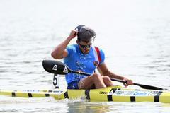 MS v rychlostní kanoistice 2019, Szeged (Maďarsko): Kajakář Josef Dostál ve finále závodu na kilometr.