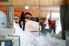 Lavina ve švýcarském horském středisku Santis-Schwaegalp