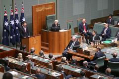 Čínský prezident Si Ťin-pching hovořící v australském parlamentu