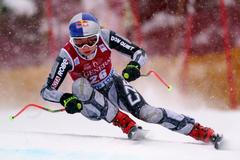 Ester Ledecká ve vítězném sjezdu Světícího poháru v Lake Louise