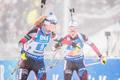SP v biatlonu 2018/19, Oberhof, štafeta žen: Eva Puskarčíková (v popředí) a Markéta Davidová