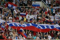 Ruští fanoušci slaví postup na Euro 2020