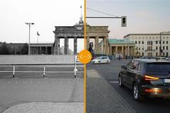 Berlín a Berlínská zeď - srovnávací snímky