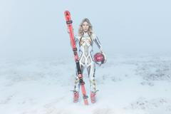 Portrét snowboardistky a lyžařky Ester Ledecké z výstavy fotografa Tomáše Třeštíka Bradu trošku níž.