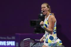 Petra Kvitová, radost v semifinále v Dauhá 2020