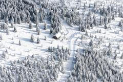 Zimní Jizerské hory z výšky - letecké snímky