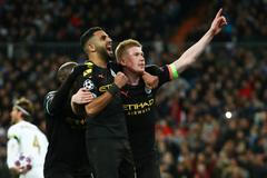 fotbal, Liga mistrů 2019/2020, Real Madrid - Manchester City, radost Manchesteru City