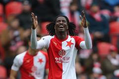 Peter Olayinka v zápase 22. kola Slavia - Opava