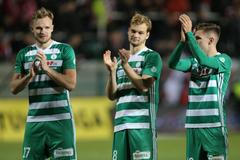 Radost hráčů Bohemians po zápase 21. kola FL Bohemians  - Slavia Praha