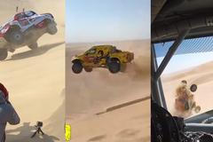 Zrádná duna. Alonso na ní předvedl kotoul a odjel, další auto skok nezvládlo