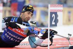 Trénink biatlonistů před stíhacím závodem v Novém Městě na Moravě 2018: Martin Fourcade