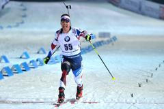 Michal Krčmář v cíli sprintu Světovho poháru  v Novém Městě na Moravě