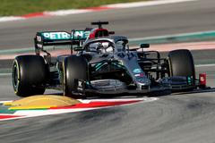 Lewis Hamilton v Mercedesu při druhých testech F1 v Barceloně 2020